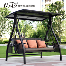 Outdoor swing chair hanging patio garden villa open air balcony swing swing swing hammock wrought iron three-person chair