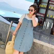ALIN customizes large cotton cotton cotton loose waist hanger dress for 200 kg