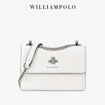 WILLIAMPOLO SMALL SQUARE BAG GENUINE LEATHER BAG 2022 NEW TIDE AUTUMN WINTER SMALL CROWDSOURCED DESIGN CHAIN WOMEN SKEW SATCHEL