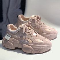 ins tide super fire leather daddy shoes women increased 2020 new sports shoes thick-soled wild casual white shoes