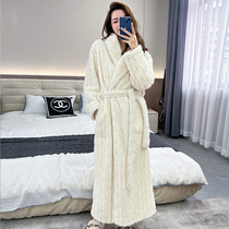 Nightgown womens autumn and winter new products thickened and lengthened couple flannel coral fleece nightgown bathrobe bathrobe mens home clothes