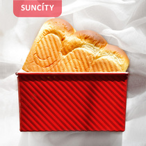 Yangchen China red 450g corrugated toast box with lid Non-stick bread toast mold Baking mold