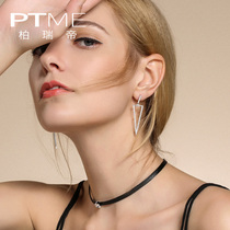 S925 silver earrings female earrings long Net Red cold wind European and American exaggerated personality Joker geometric triangle ear jewelry