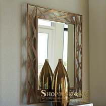 Background wall art porch wall hanging mirror European and American classical living room decorative mirror model room hanging wall mirror custom