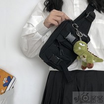  ins Japanese Harajuku dark male and female students messenger bag tooling retro Hong Kong windsurfing cloth chest charter can fanny pack tide