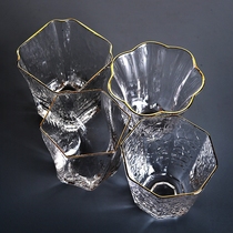 Crystal hammer petals gold tea cup high-end new Japanese style Cup heat-resistant glass transparent simple Cup