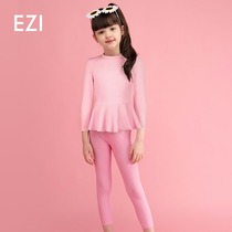 Style 2021 New Girl split swimsuit flat corner Middle big boy lotus leaf color color long sleeve trousers sunscreen swimsuit