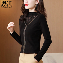 Semi-high neckline dresses undershirt womens spring and autumn clothing 2022 new spring and lace inner hitch fashion clothes foreign air