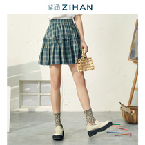 Purple Culvert Summer Dress New Fashion Casual 100 lap high waist A character dress Blister Skirt Half Body Dress Academy Wind short skirt Skirt Woman