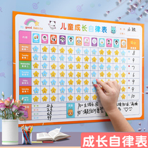 Child Growth Self-discipline Table Magnetic Wall Sticker Bonus Sticker Credits Elementary School Students Summer Vacation Home Record Time Management Good Habit Formation Behavior Plan Table Nursery School Learning Beats Kaben