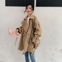 Trench coat womens middle and small man 2021 Spring and Autumn New Net red pop retro Hong Kong flavor short waitmore coat