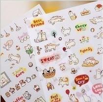 Hand book decoration stickers Cat kindergarten children decoration stickers Transparent waterproof cartoon small paste self-adhesive label