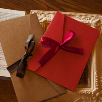 Western retro solid color ribbon wedding salary envelope color Kraft paper business invitation letter love postcard stamp can mail envelope VAT invoice envelope