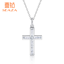 Diamond necklace female white 18K gold Lucky Cross diamond pendant real diamond exquisite choker new products