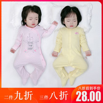 Baby buns feet one-piece clothes baby khaclothes with foot spring autumn season newborns clothes first raw pure cotton winter hit bottom pyjamas