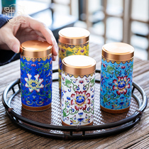 Portable portable tea cans tea cans sealed cans ceramic small Mini Storage household moisture-proof travel carrying personality