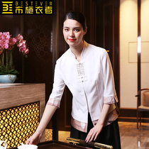 Hotel Attendants Workwear Short Sleeves Women Upscale Catering Hotel Banquet Restaurant Chinese Tea House Clothing Summer