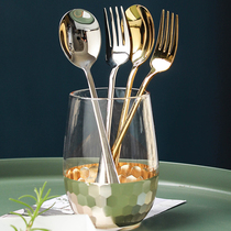 High-Grade 304 stainless steel dessert spoon exquisite fork spoon European coffee spoon golden point Heart spoon Fork children eat
