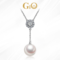 GiO jewelry Japan Akoya sea water pearl necklace single pendant female 18K gold diamond inlay fashion choker