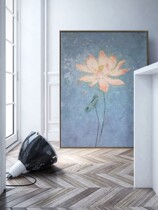 Hand Painted Lotus Oil Painting Light Extravaganza Living-room Dining Room Dining Room Dining Room Dining Room Office Retro Flower Hanging Painting