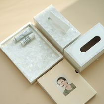 ladylike natural shell tray rectangular living room ornaments desktop storage home creative tissue box