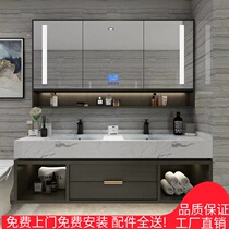 Nordic smart double basin bathroom cabinet combination Modern simple bathroom sink face wash basin basin cabinet bathroom