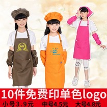 Childrens apron custom logo Student art painting clothes Baking chef hat headscarf suit Kindergarten children