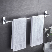 Punch-free towel rack toilet towel bar single pole space aluminum suction type bath towel rack toilet bathroom towel hanging