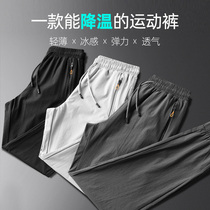 Summer sports Speed Dry slim fit loose bunches Casual Long Pants Running Fitness breathable Ice Pants LOGO Custom