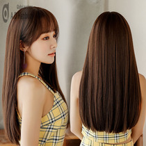 Wig woman long hair long hair long hair straightside zig shoulder 2022 New air liu hai emulation people when they are still full headgear