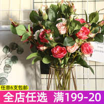 Single-branch rose-flower simulation flower fake flower living-room bedroom furnishing hotel table top decoration floral silk flower plastic flowers