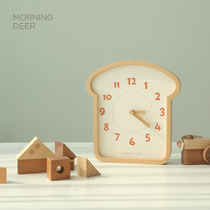 Deer early healing system solid wood toast wall clock childrens display silent hanging watch clock desktop wall dual use