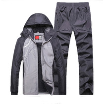 Plus Fleece Thickened Sports Suit Men Sportswear 2020 Autumn Winter Windproof warm sports Outdoor Two sets of winter clothing