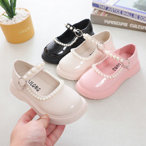 Girls Leather Shoes 2021 Spring and Autumn New Pearl Girls Shoes Middle School Primary School Students Soft Bottom Princess Single Shoes Childrens Shoes