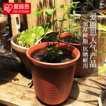 Love Lith thickened resin Long bowl flower pot flower pot imitation ceramic plastic multi-meat green planting orchid flower pot Alice