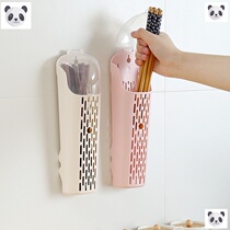 Kitchen chopsticks shelf Chopsticks cage drain Household wall-mounted chopsticks tube with lid Dust hook Chopsticks basket