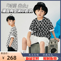 Boy Summer Clothing Short Sleeve Suit 2022 New Ocean Gas Tide Children Han Edition Summer Net Red Boy Trendy Two Sets