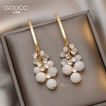 Cat Eyed Stone Streaming Su Earrings Woman 2021 New Wave Advanced Sensation Ear Pendant Earrings 925 Silver Ear Pin Summer