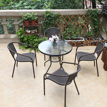 Outdoor courtyard table and chair 3-5 piece café outdoor tables and chairs minimal iron chair balcony combination