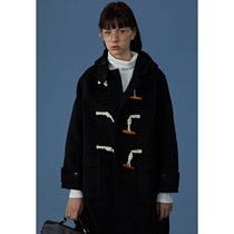 square houlest vintage long Joker hooded horn button sweater coat 2021 New Women in autumn and winter