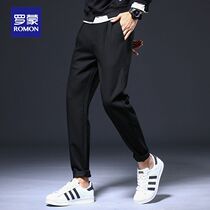 Luo Meng pants men Korean version of slim feet overalls Tide brand spring new handsome sports pants mens casual pants