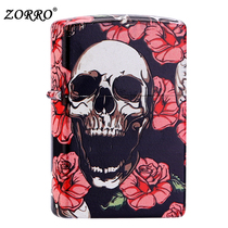 zorro zorro lighter kerosene color printing flowers skeleton personality windproof creative tide male domestic lighter genuine