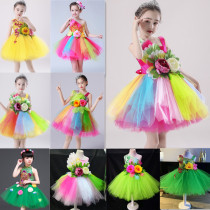 61 children cast to serve young girls dance performance flowers fairy sequin sequin princess flowers fluffy choral dress