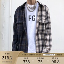 BONELESS vintage stitching Check Pocket Color long sleeve casual shirt loose coat Wang Yibo same model