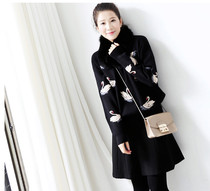 2018 Winter Japan new sweater style small loose design Swan embroidered sweater slim wool sweater women