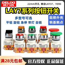 Delixi push button switch LAY7-11BN 11ZS 20X 3 flat head Self-reset emergency stop self-locking knob with light