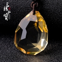 Three-edge proof treasure Brazilian citrine faceted pendant Female crystal jewelry with type bare stone clavicle chain necklace pendant HJ825