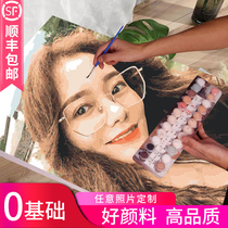  Digital oil painting diy custom character photo filling coloring Hand-painted hand-painted portrait coloring oil painting