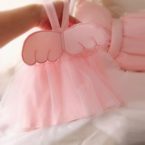 Xia Korean girl Angel wings dress female baby net gauze princess dress cotton childrens sling