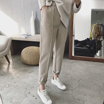 Wool Harlan pants womens spring and autumn and winter 2021 new loose casual thin wild little feet radish grandma womens pants